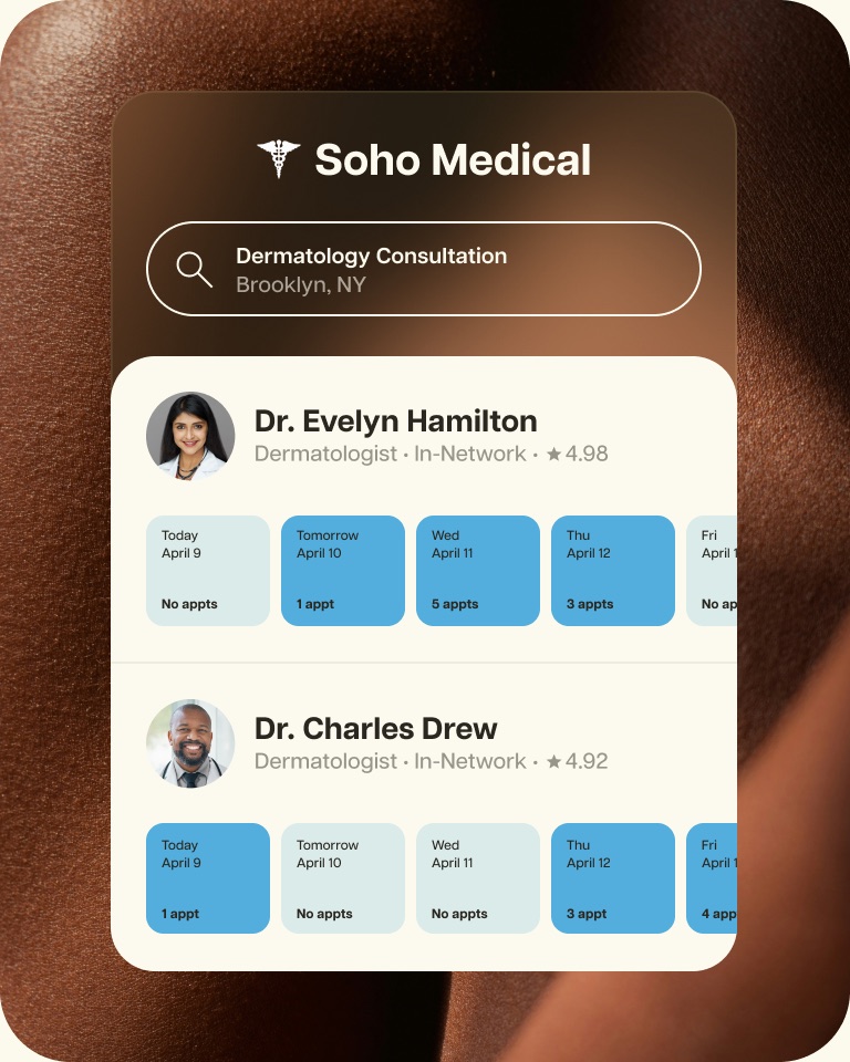 The Zocdoc booking flow on a practice website
